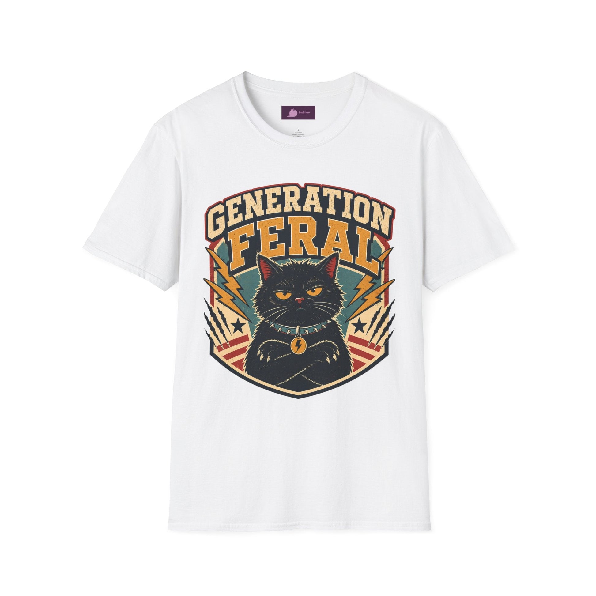 Generation Feral Cat T-Shirt — Retro Moody Cat Graphic Tee - FloofChonk