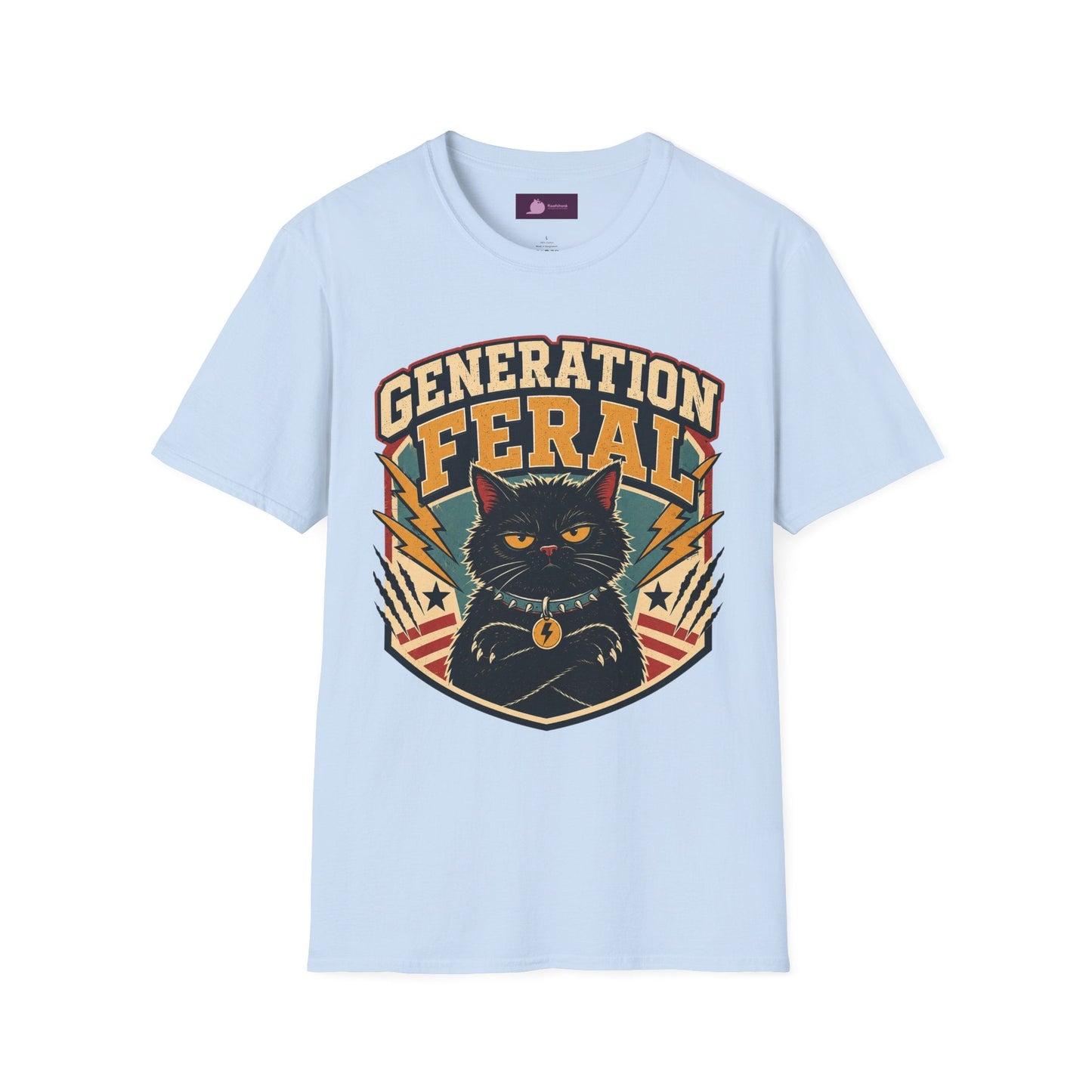 Generation Feral Cat T-Shirt — Retro Moody Cat Graphic Tee - FloofChonk