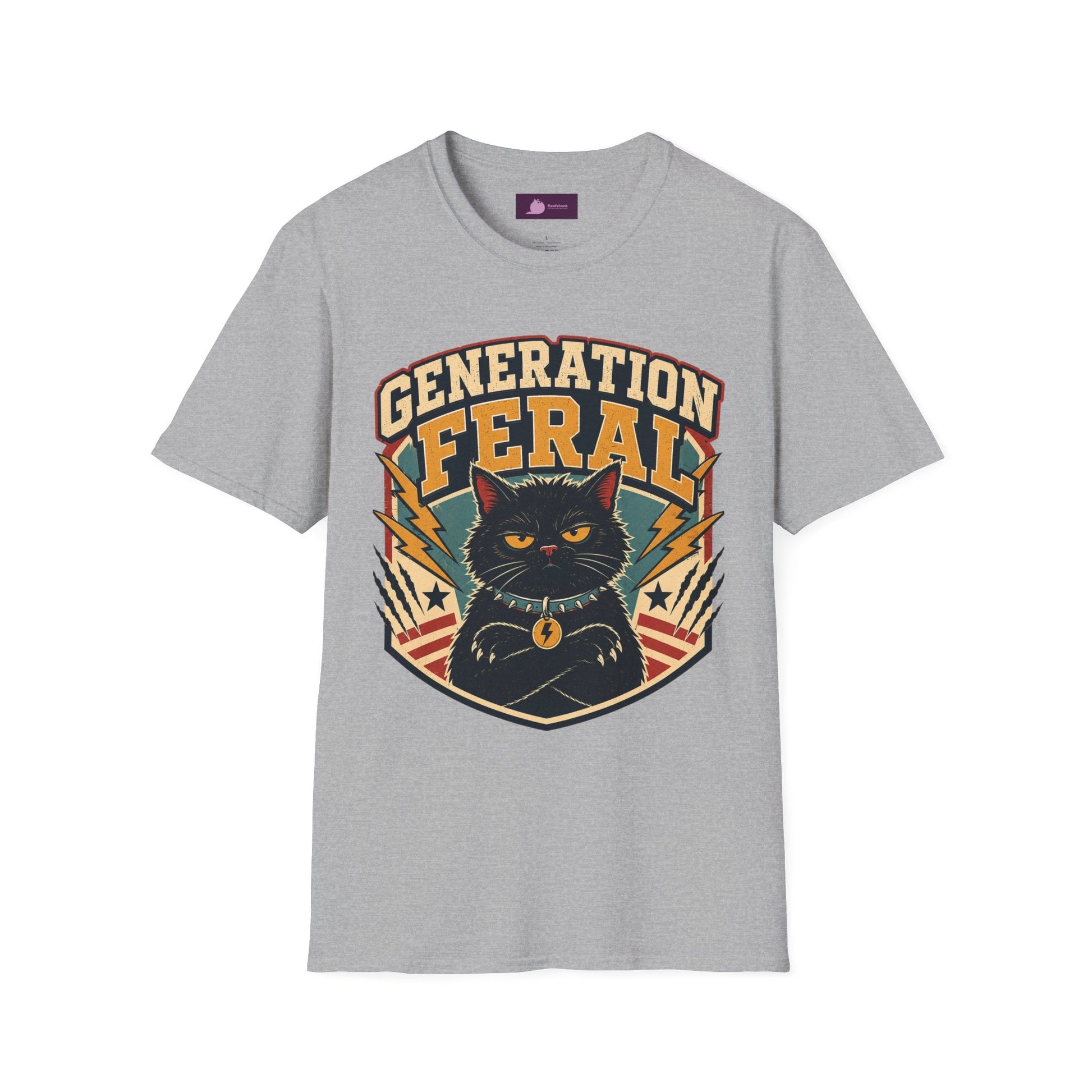 Generation Feral Cat T-Shirt — Retro Moody Cat Graphic Tee - FloofChonk