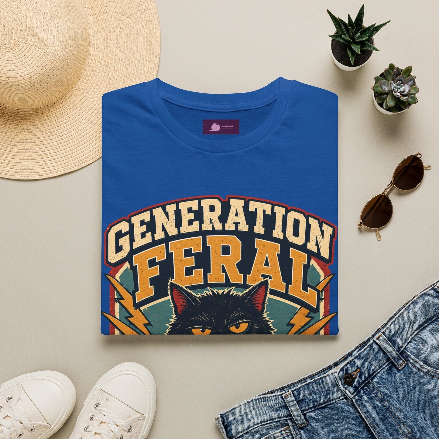 Generation Feral Cat T-Shirt — Retro Moody Cat Graphic Tee - FloofChonk