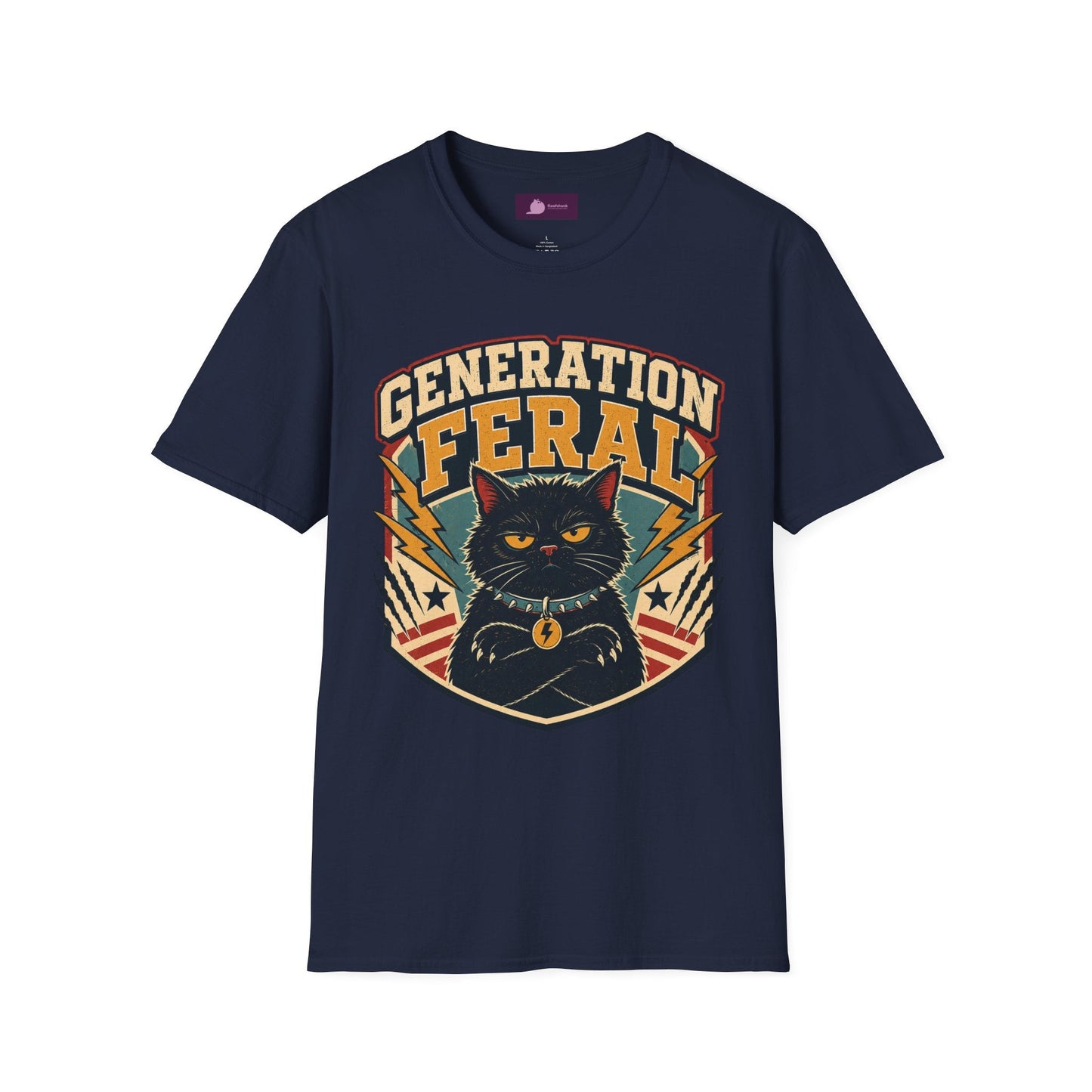 Generation Feral Cat T-Shirt — Retro Moody Cat Graphic Tee - FloofChonk