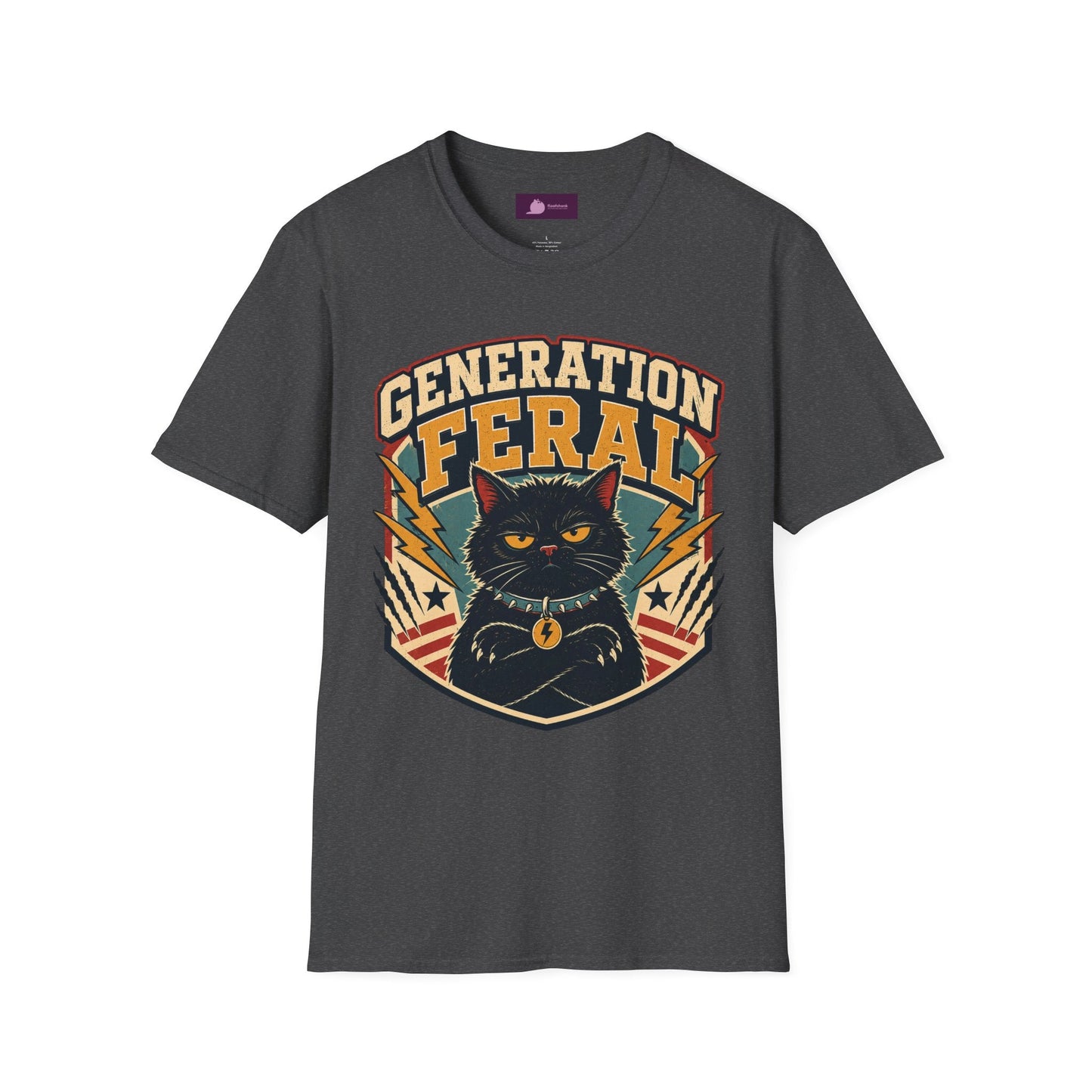 Generation Feral Cat T-Shirt — Retro Moody Cat Graphic Tee - FloofChonk