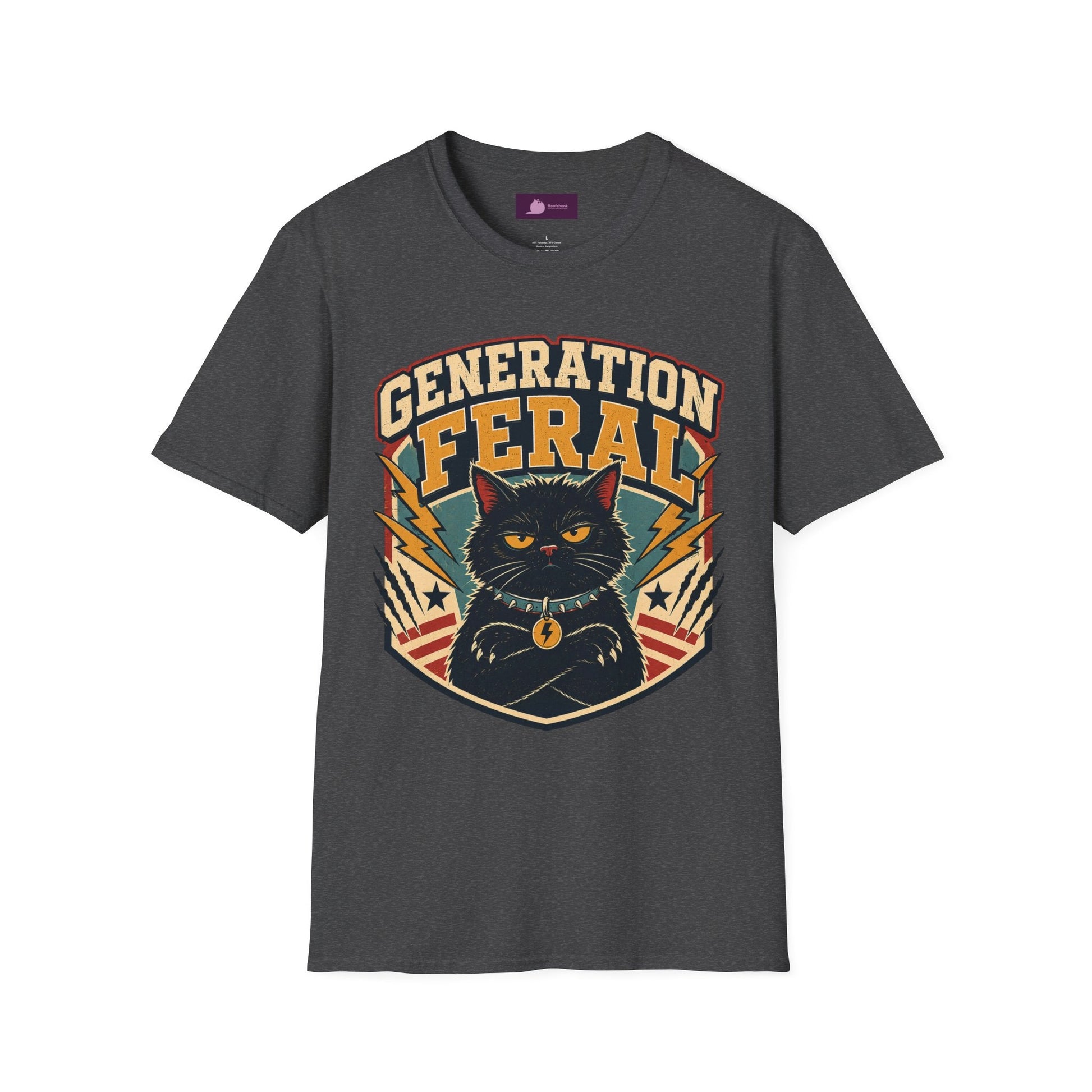 Generation Feral Cat T-Shirt — Retro Moody Cat Graphic Tee - FloofChonk