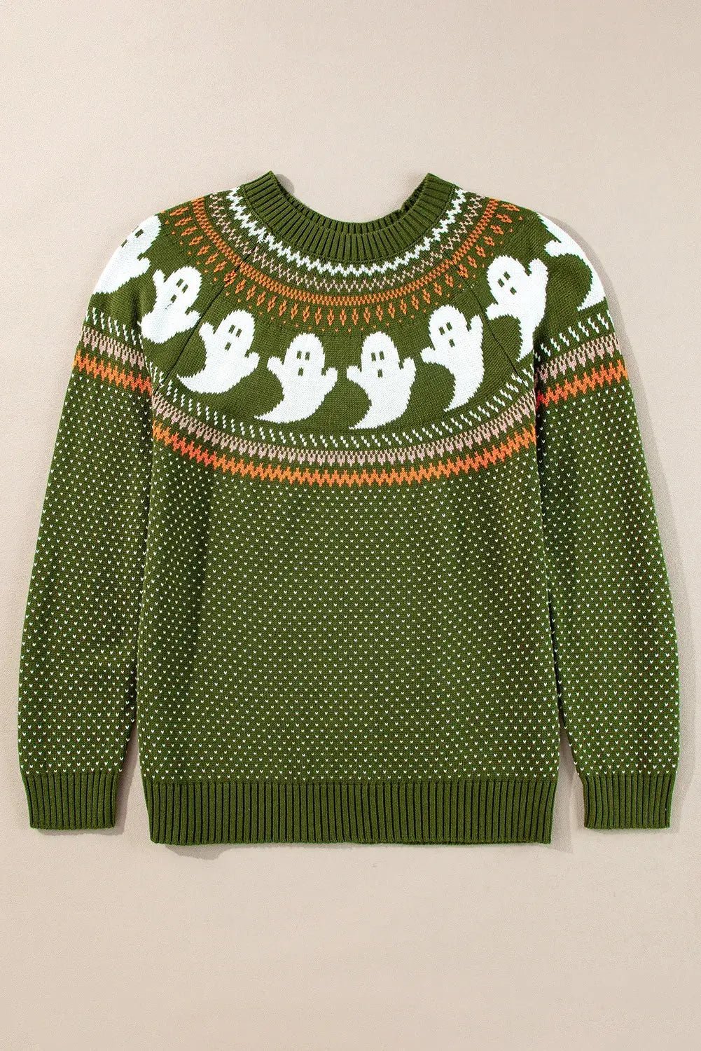 Ghost Round Neck Long Sleeve Sweater - FloofChonk