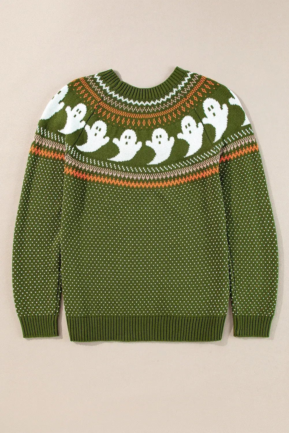 Ghost Round Neck Long Sleeve Sweater - FloofChonk