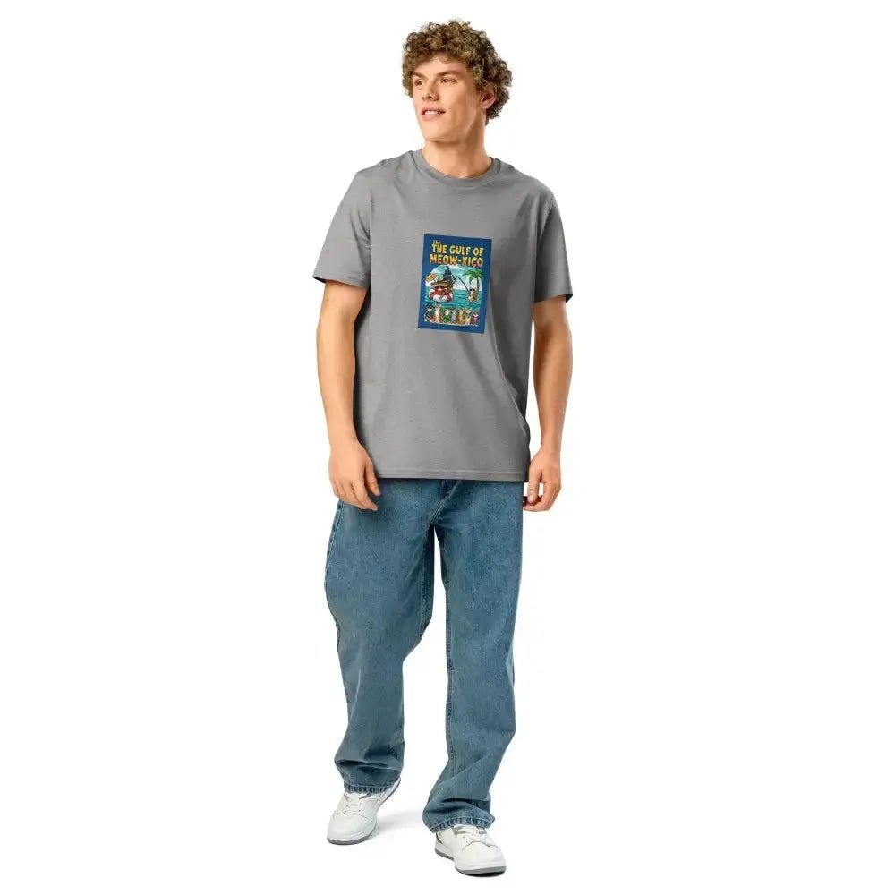 Gulf of Meow - Xico Organic Ribbed Neck T-Shirt, Perfect Cat Lovers T-Shirt - FloofChonk