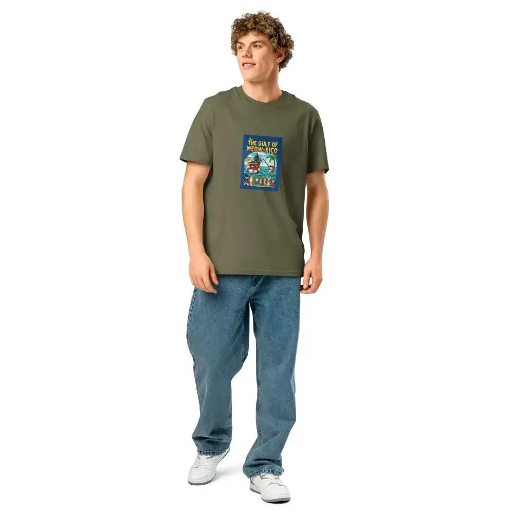 Gulf of Meow - Xico Organic Ribbed Neck T-Shirt, Perfect Cat Lovers T-Shirt - FloofChonk
