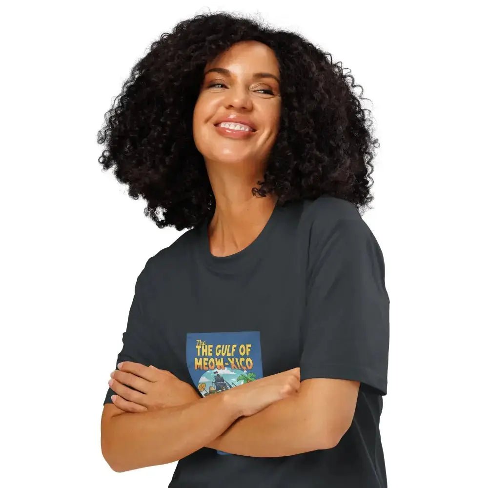 Gulf of Meow - Xico Organic Ribbed Neck T-Shirt, Perfect Cat Lovers T-Shirt - FloofChonk