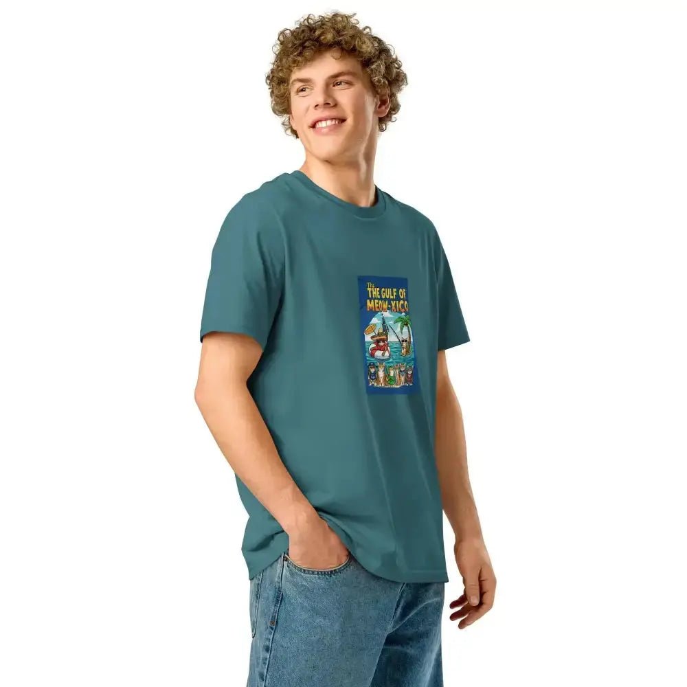 Gulf of Meow - Xico Organic Ribbed Neck T-Shirt, Perfect Cat Lovers T-Shirt - FloofChonk