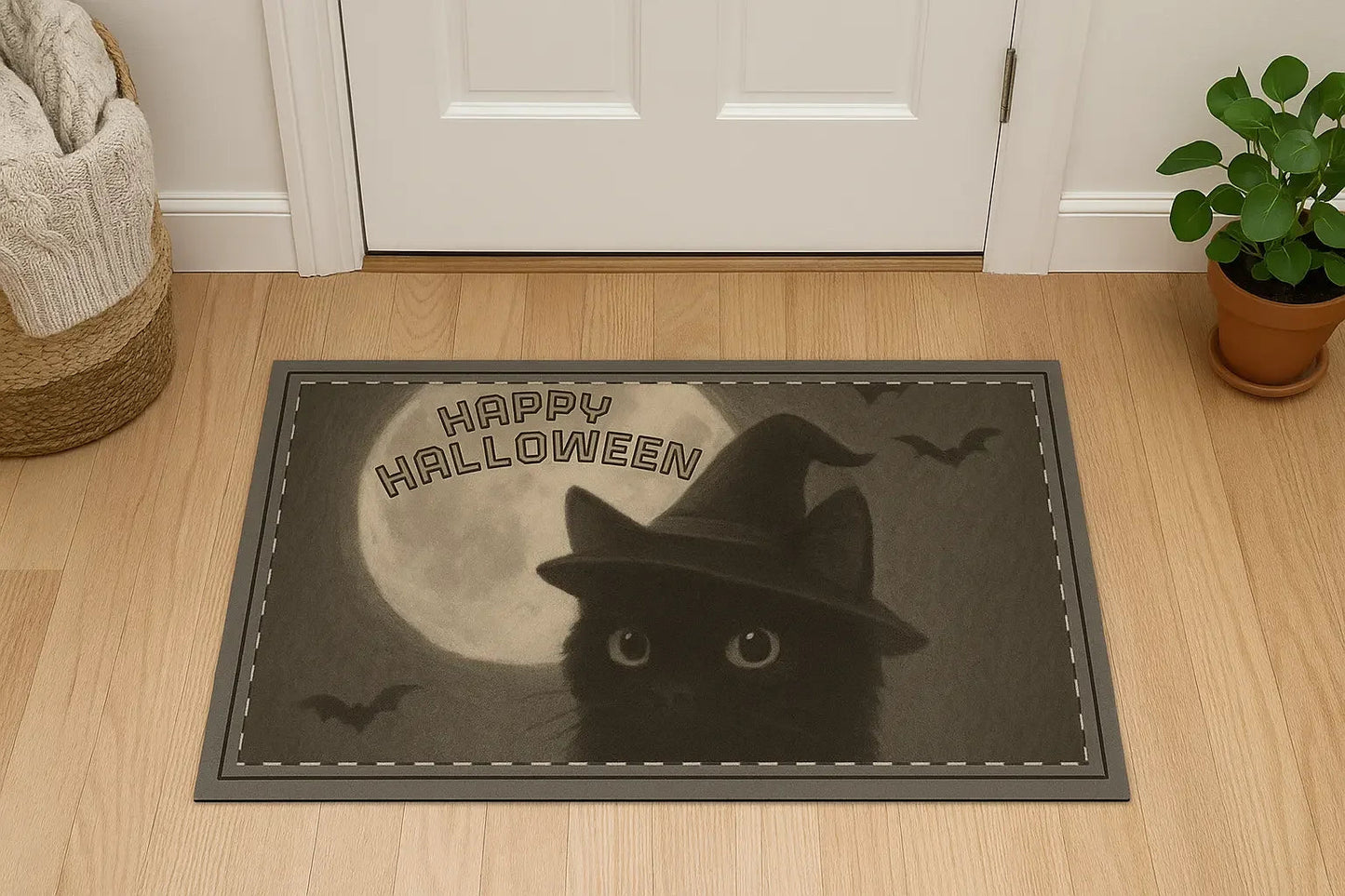 Halloween Cat Doormat – Spooky Home Decor for Fall - FloofChonk