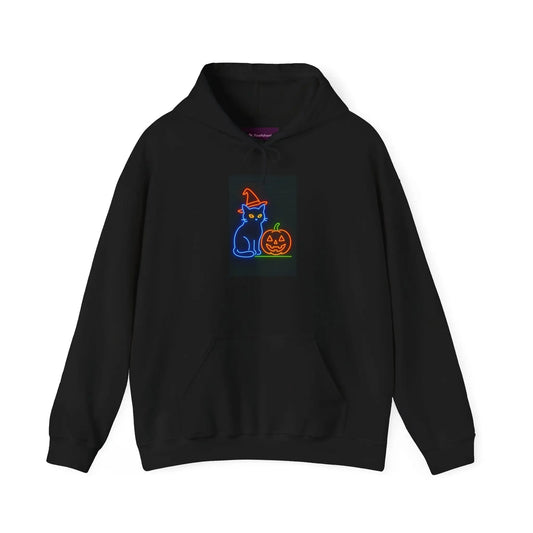Halloween Cat Hoodie, Cozy Fall Apparel, Spooky Season Outfit, Gift for Cat Lovers, Unisex Sweatshirt, Halloween Sweatshirt, Cat Lover Gift, - FloofChonk