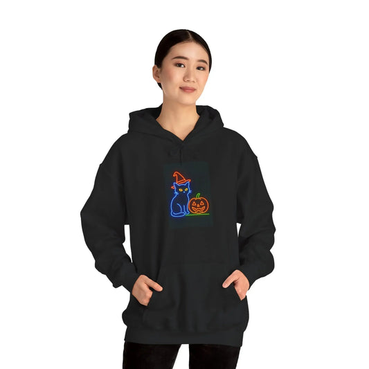 Halloween Cat Hoodie, Cozy Fall Apparel, Spooky Season Outfit, Gift for Cat Lovers, Unisex Sweatshirt, Halloween Sweatshirt, Cat Lover Gift, - FloofChonk
