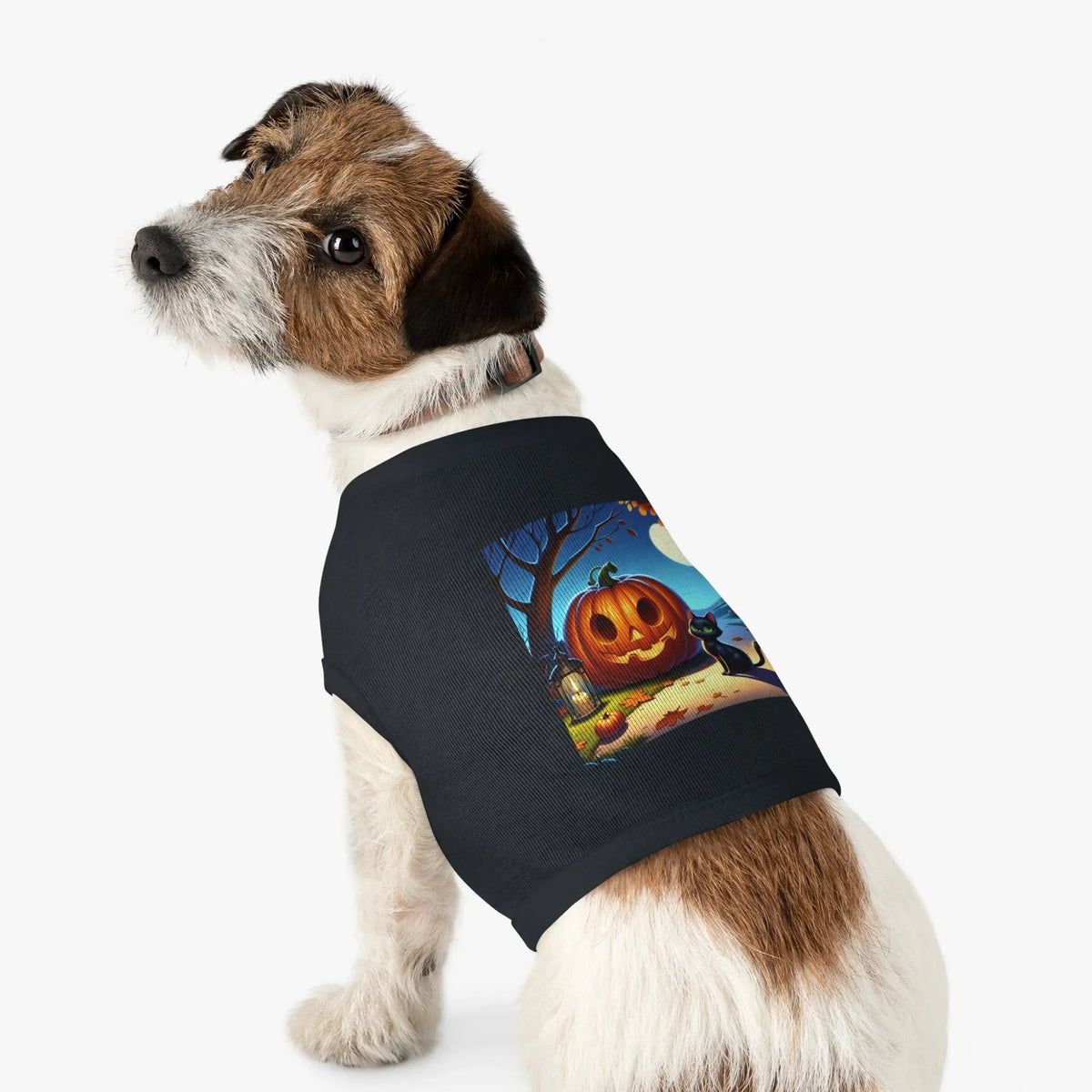 Halloween Cat & Pumpkin Pet Tank Top, Cute Pet Costume, Fall Pet Apparel, Dog Pumpkin Shirt, Cat Halloween Outfit - FloofChonk