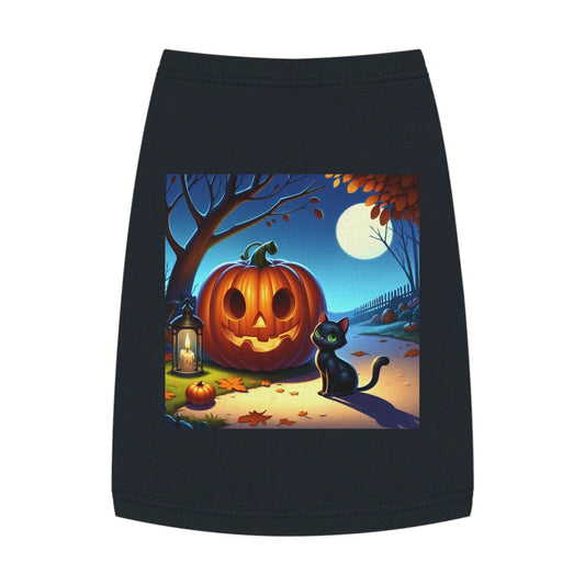 Halloween Cat & Pumpkin Pet Tank Top, Cute Pet Costume, Fall Pet Apparel, Dog Pumpkin Shirt, Cat Halloween Outfit - FloofChonk