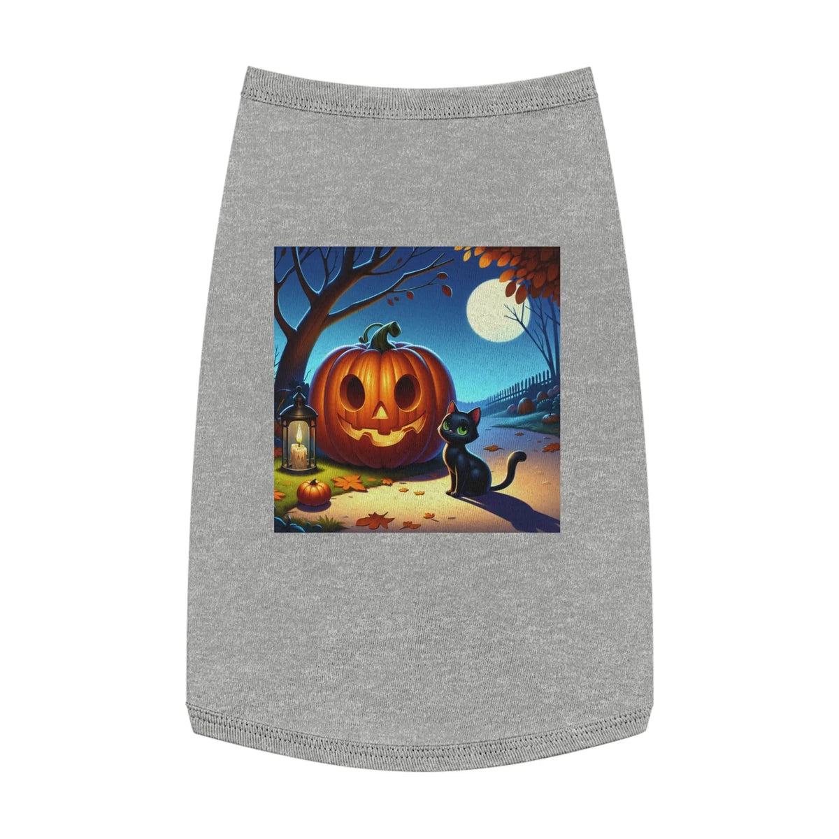 Halloween Cat & Pumpkin Pet Tank Top, Cute Pet Costume, Fall Pet Apparel, Dog Pumpkin Shirt, Cat Halloween Outfit - FloofChonk