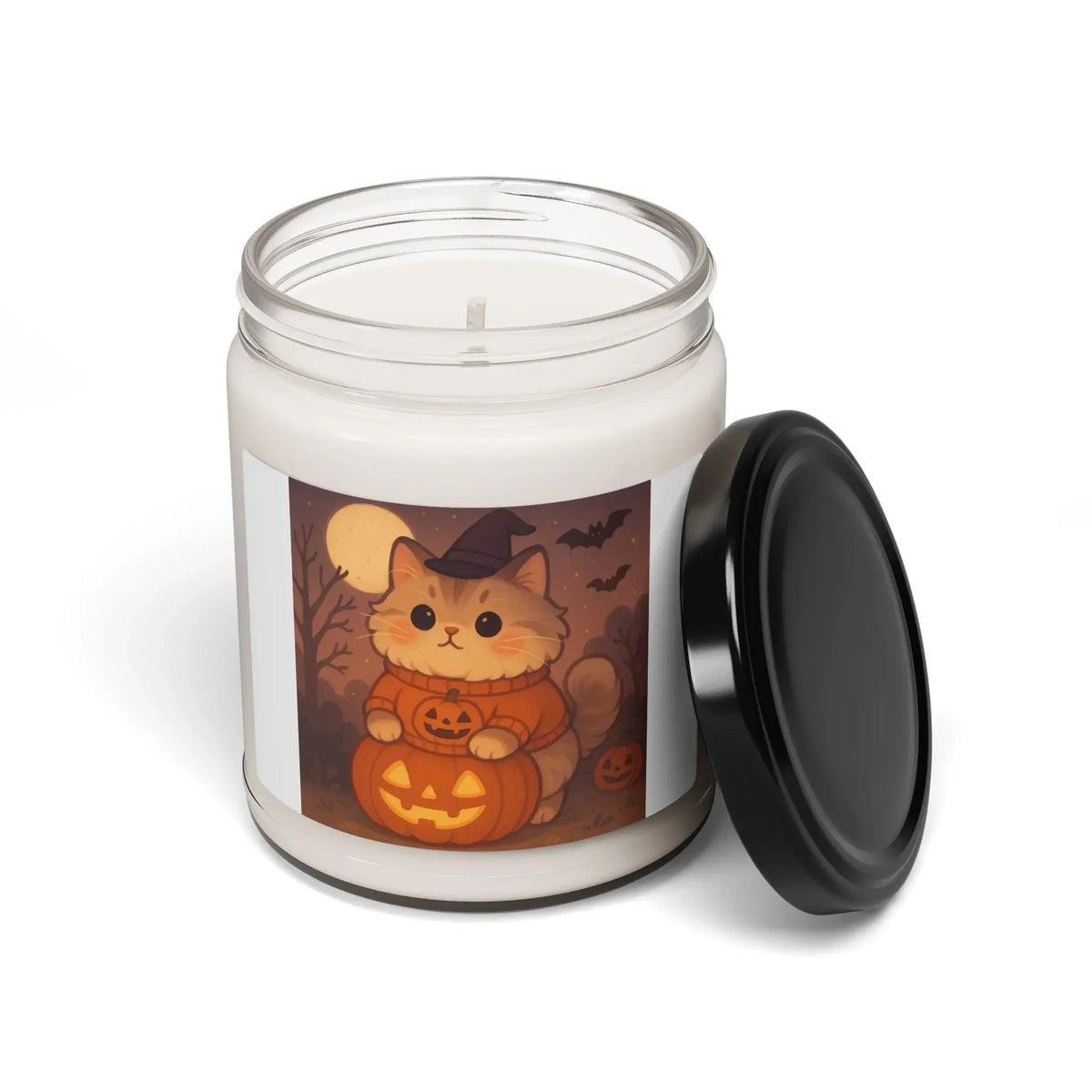 Halloween Cat Scented Soy Candle, Cozy Home Fragrance, Pumpkin Spice, Fall Decor, Gift for Cat Lovers - FloofChonk