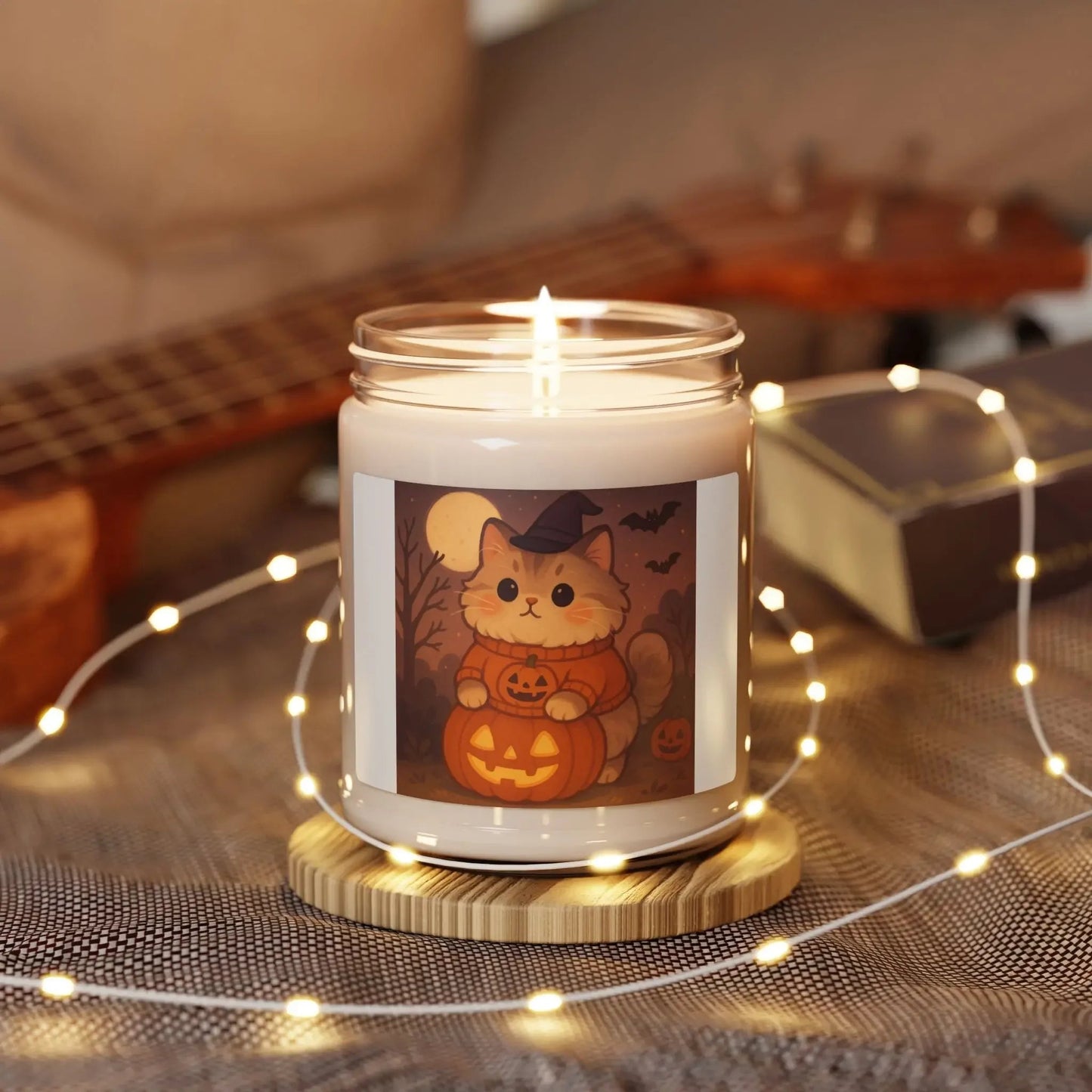 Halloween Cat Scented Soy Candle, Cozy Home Fragrance, Pumpkin Spice, Fall Decor, Gift for Cat Lovers - FloofChonk