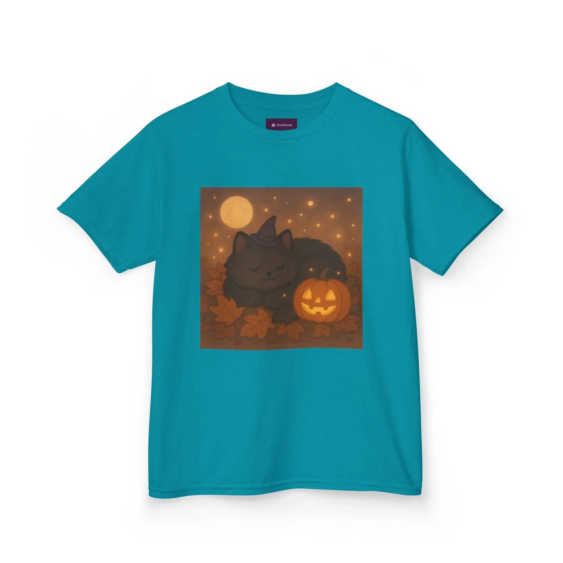 Halloween Cat Tee, Fall Shirt, Cute Pumpkin Gift, Cozy Kids Clothes, Autumn Vibes, Trick or Treat Apparel - Kids T-Shirt, Sweatshirt, - FloofChonk