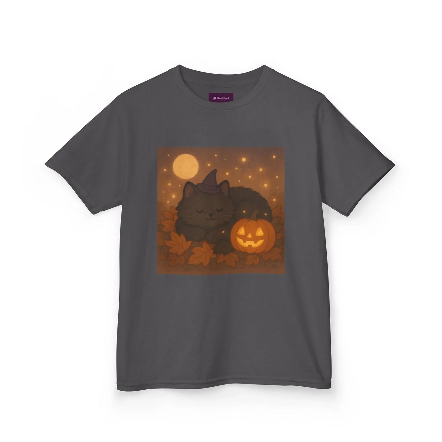 Halloween Cat Tee, Fall Shirt, Cute Pumpkin Gift, Cozy Kids Clothes, Autumn Vibes, Trick or Treat Apparel - Kids T-Shirt, Sweatshirt, - FloofChonk