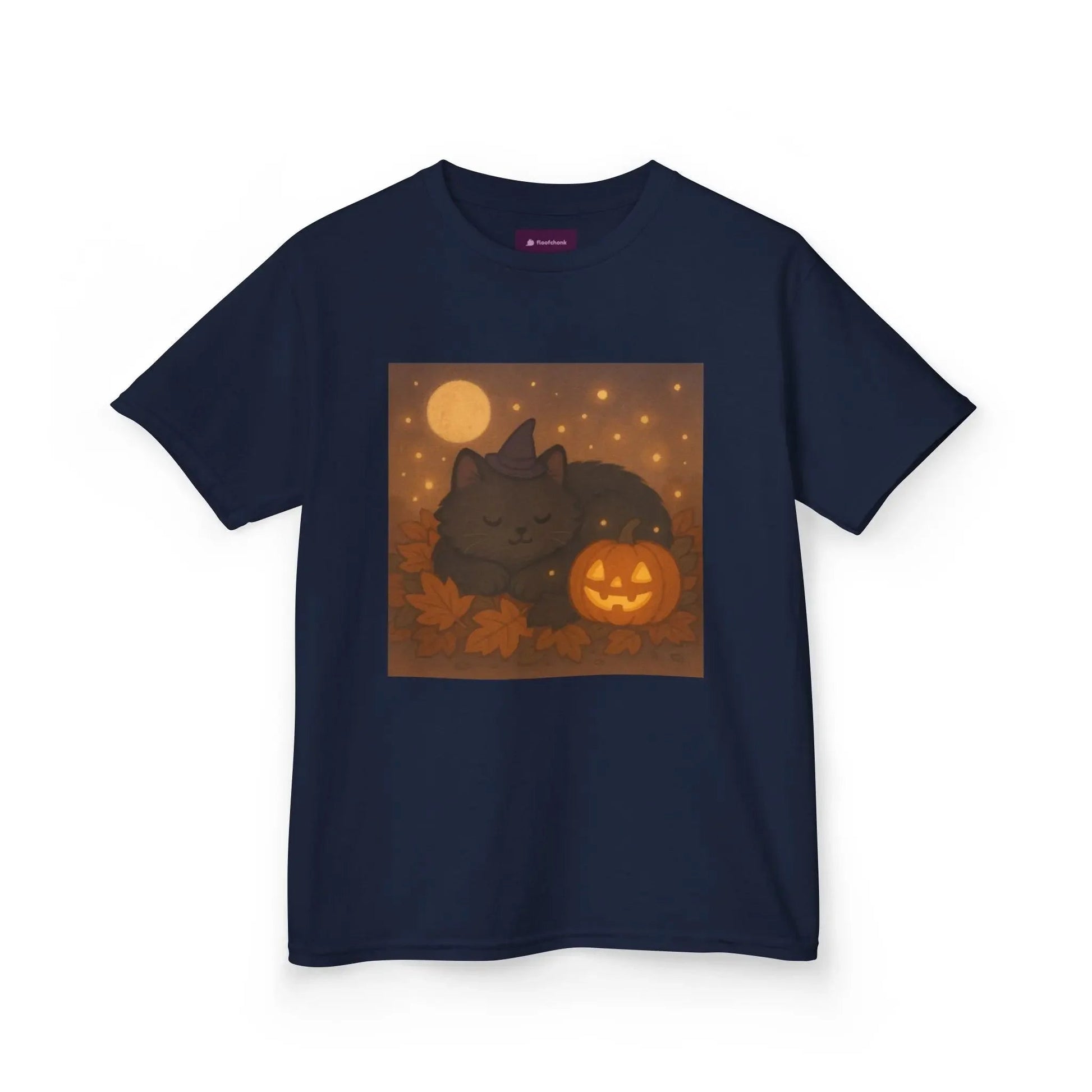 Halloween Cat Tee, Fall Shirt, Cute Pumpkin Gift, Cozy Kids Clothes, Autumn Vibes, Trick or Treat Apparel - Kids T-Shirt, Sweatshirt, - FloofChonk