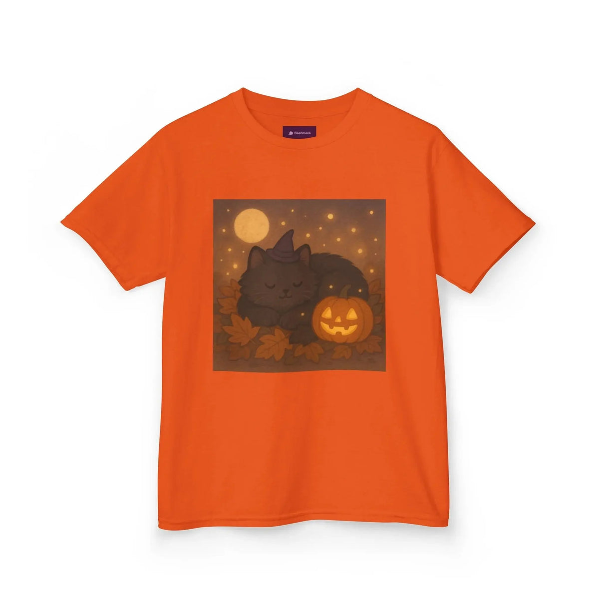 Halloween Cat Tee, Fall Shirt, Cute Pumpkin Gift, Cozy Kids Clothes, Autumn Vibes, Trick or Treat Apparel - Kids T-Shirt, Sweatshirt, - FloofChonk