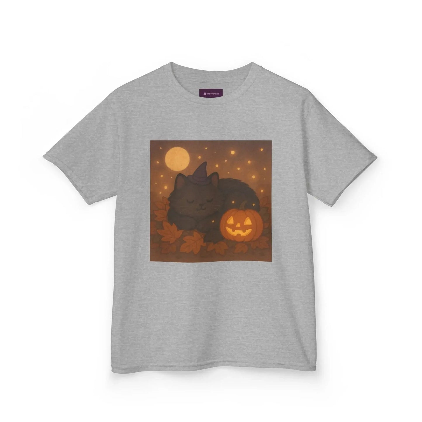 Halloween Cat Tee, Fall Shirt, Cute Pumpkin Gift, Cozy Kids Clothes, Autumn Vibes, Trick or Treat Apparel - Kids T-Shirt, Sweatshirt, - FloofChonk