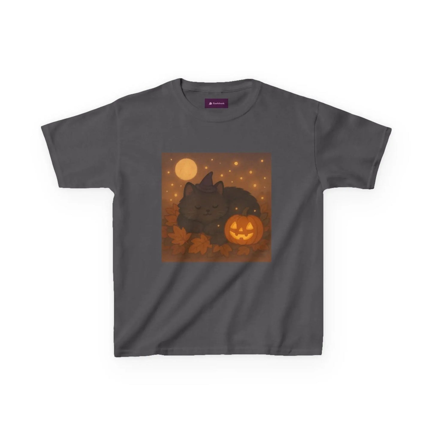 Halloween Cat Tee, Fall Shirt, Cute Pumpkin Gift, Cozy Kids Clothes, Autumn Vibes, Trick or Treat Apparel - Kids T-Shirt, Sweatshirt, - FloofChonk