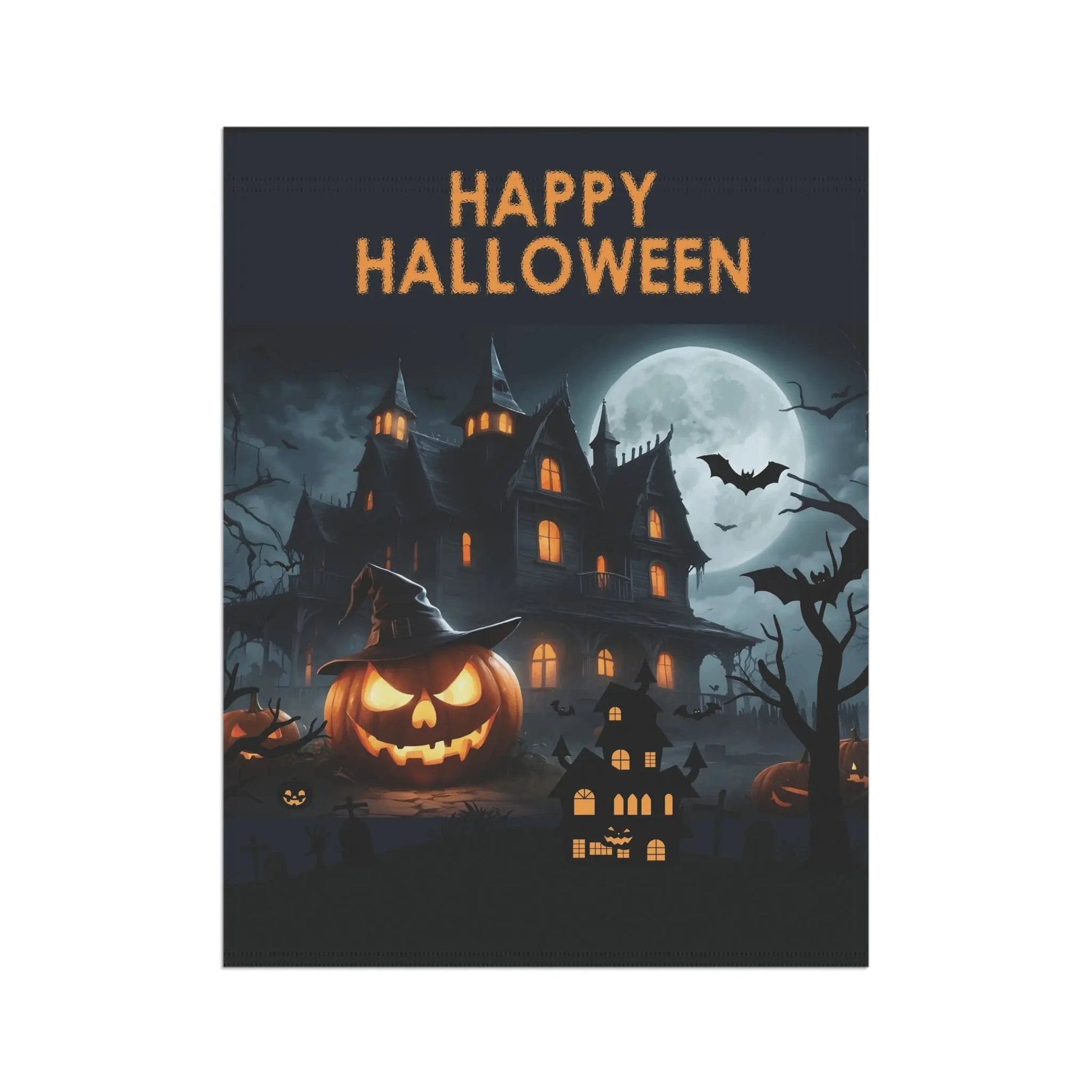 Halloween Garden Banner, Spooky House Decor, Outdoor Halloween Flag, Holiday Yard Sign, Fall Seasonal Decoration - FloofChonk