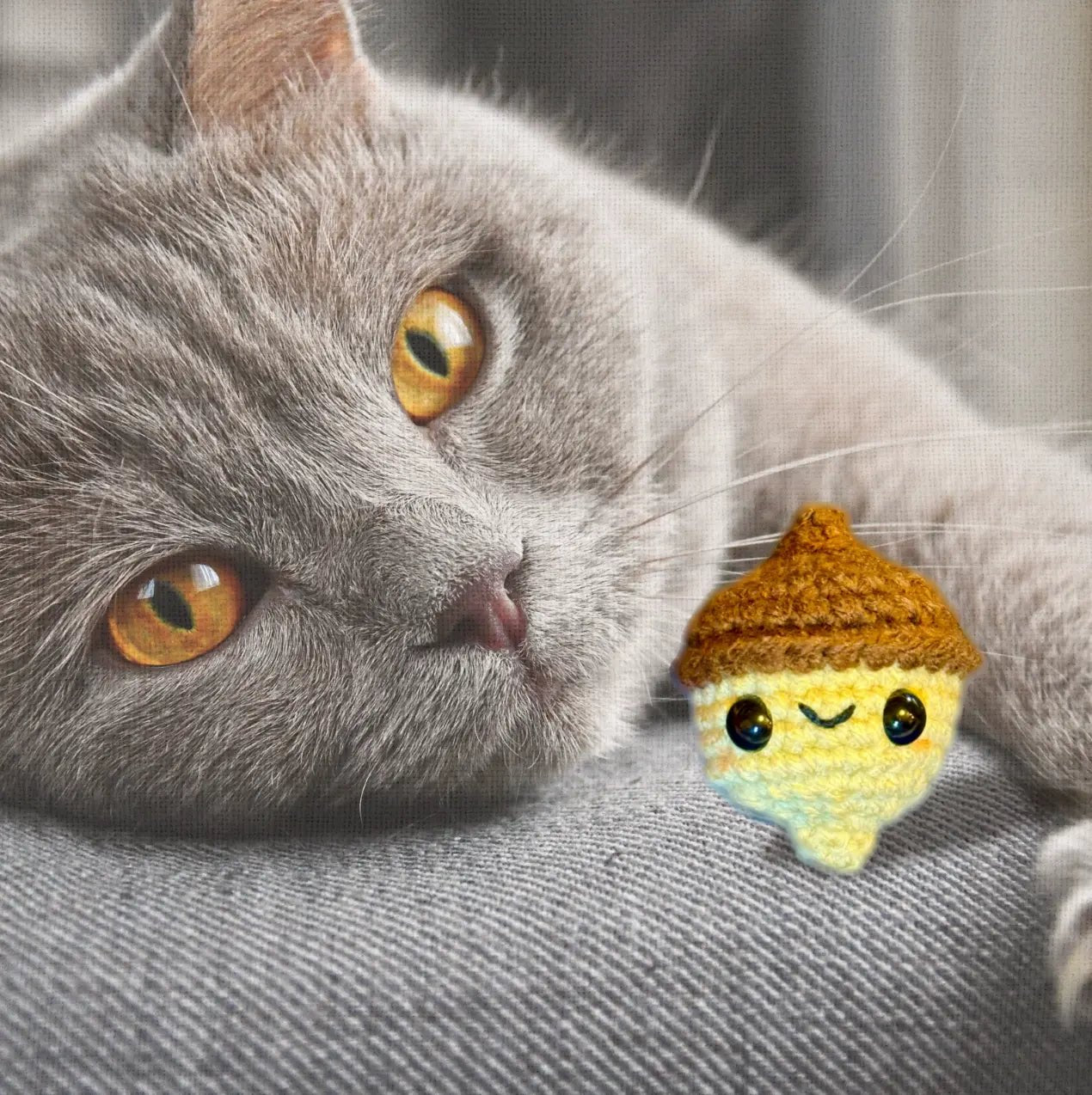 Handmade Catnip Toy | Augie the Acorn Chunkle Puff Infused with Miracle Nip Botanicals - FloofChonk