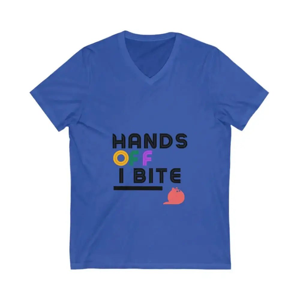 Hands Off I Bite V - Neck Tee - FloofChonk