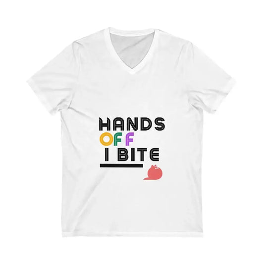 Hands Off I Bite V - Neck Tee - FloofChonk