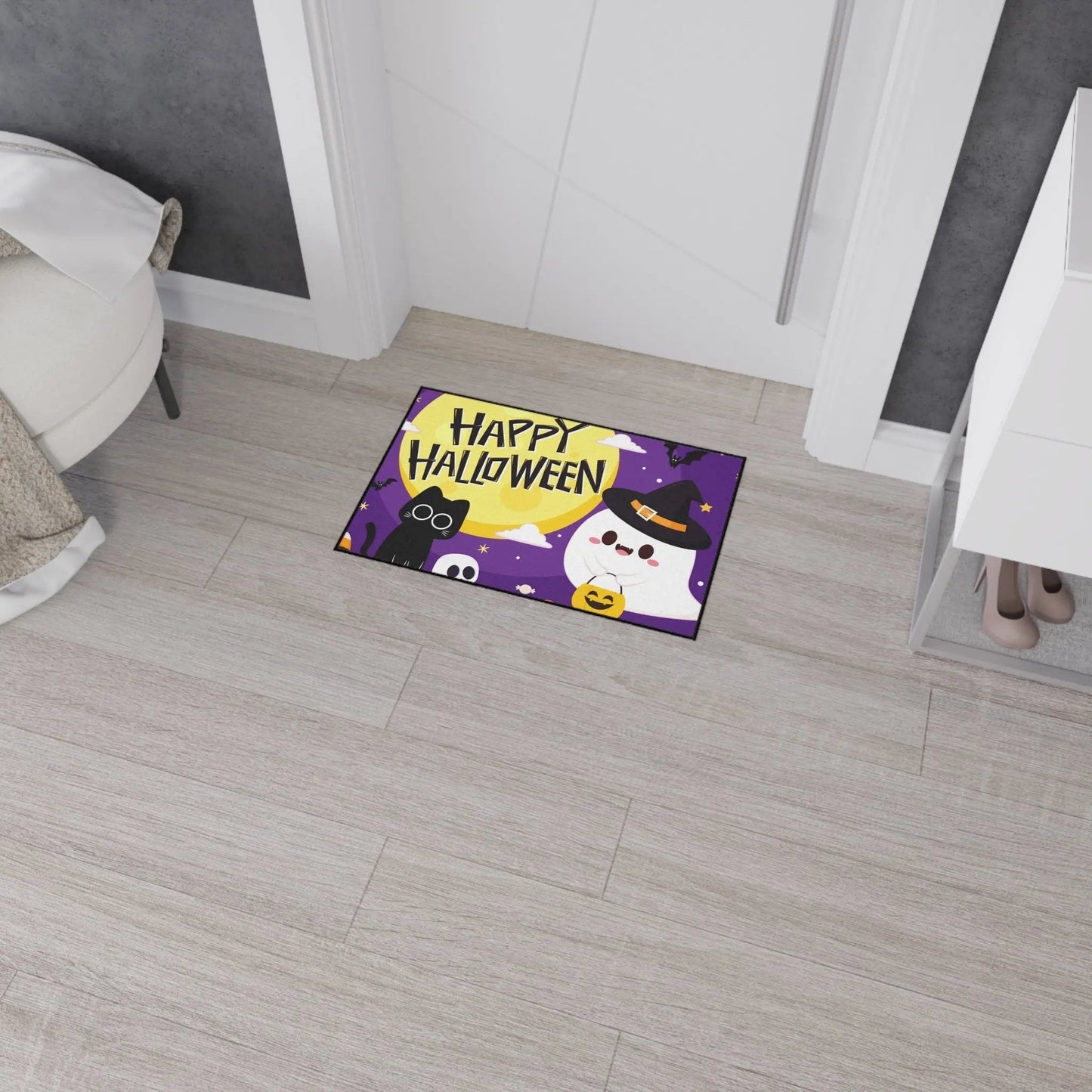 Happy Halloween Floor Mat, Spooky Decor for Entryway - FloofChonk