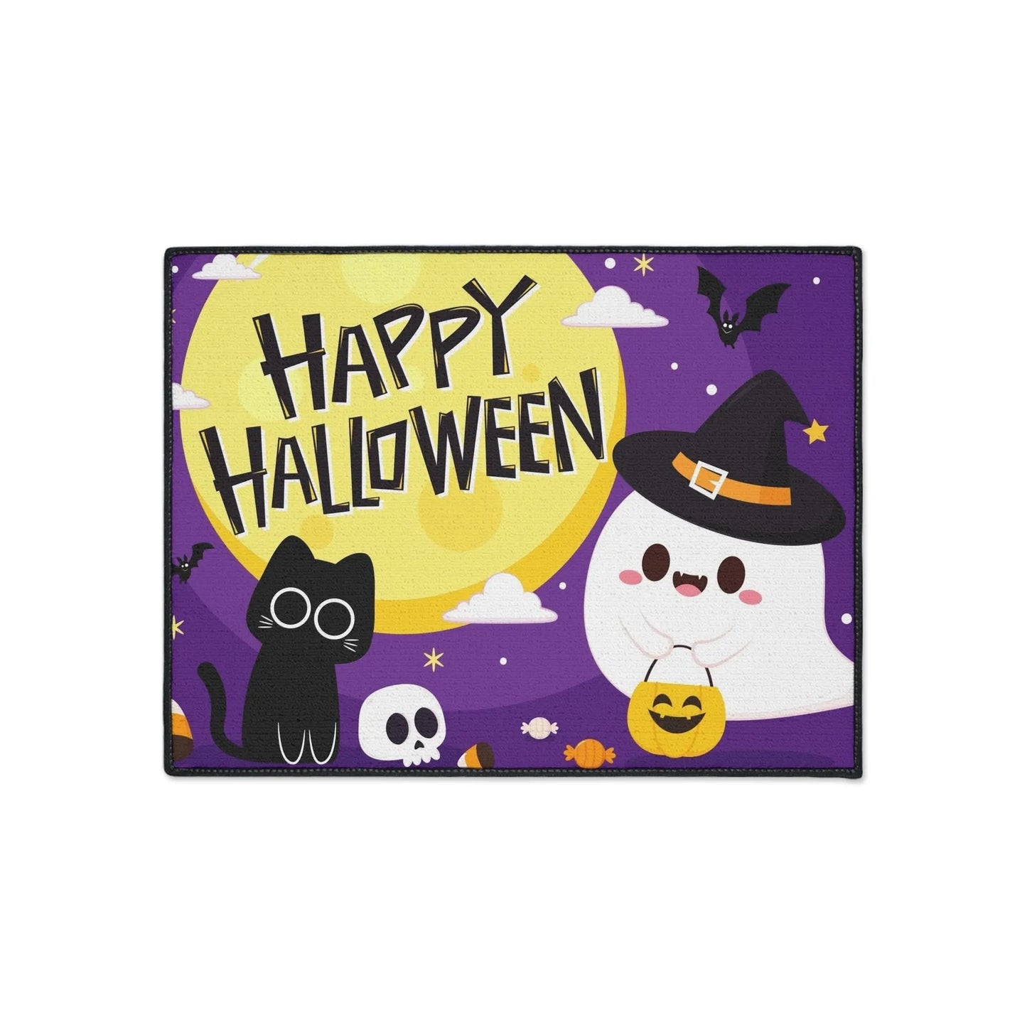 Happy Halloween Floor Mat, Spooky Decor for Entryway - FloofChonk
