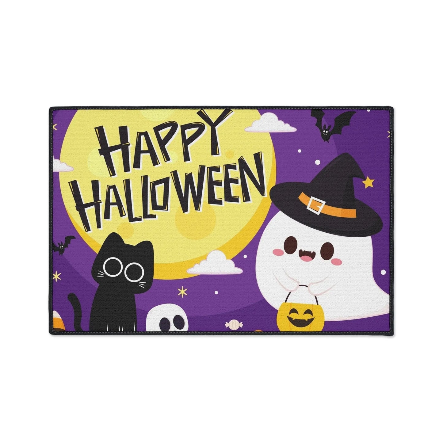 Happy Halloween Floor Mat, Spooky Decor for Entryway - FloofChonk