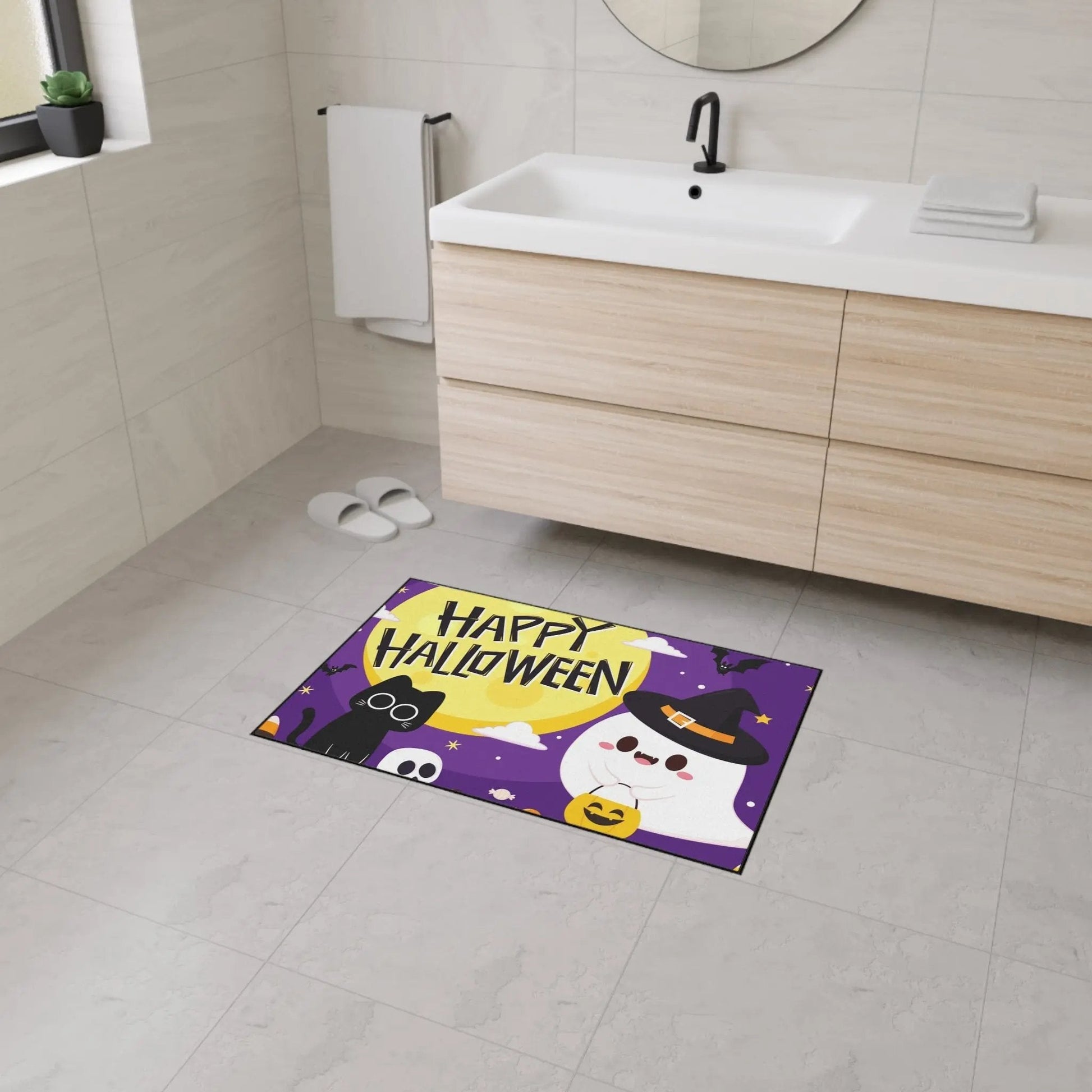Happy Halloween Floor Mat, Spooky Decor for Entryway - FloofChonk