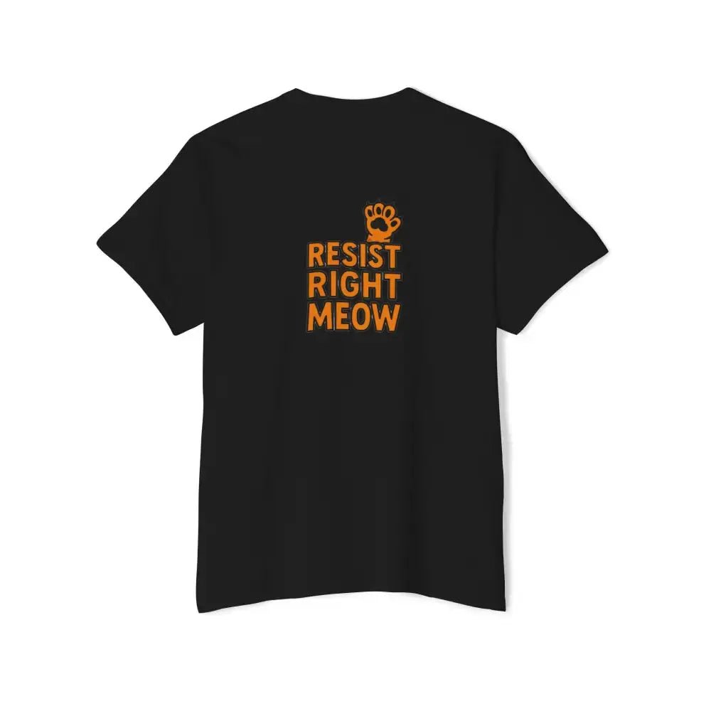 Heavy Cotton Pocket Tee with 'Resist Right Meow' - FloofChonk