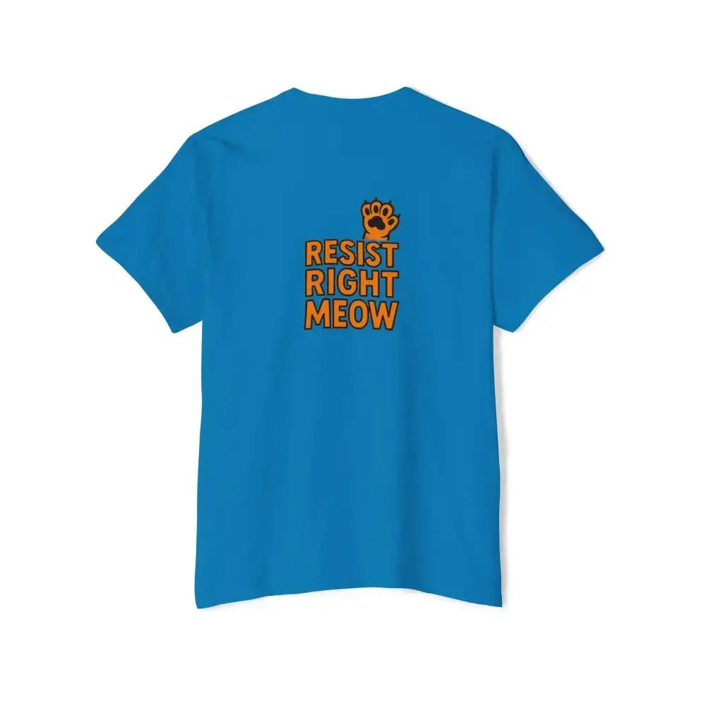 Heavy Cotton Pocket Tee with 'Resist Right Meow' - FloofChonk