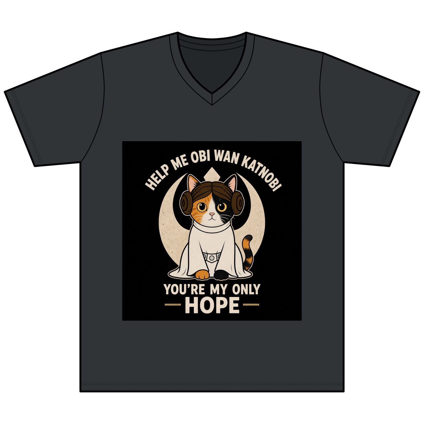 Help Me Obi Wan Katnobi Tee — You’re My Only Hope Cat V - Neck - FloofChonk