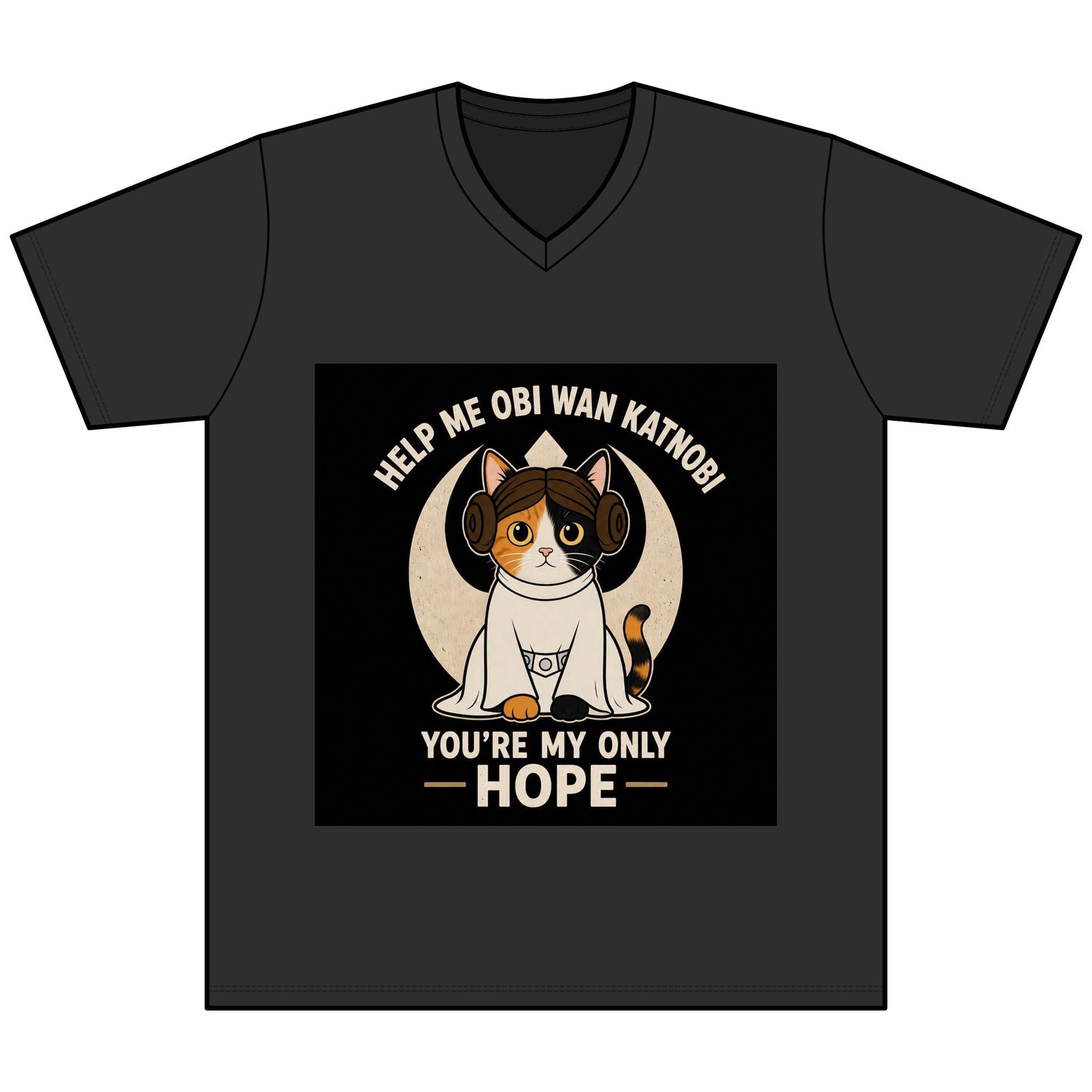 Help Me Obi Wan Katnobi Tee — You’re My Only Hope Cat V - Neck - FloofChonk
