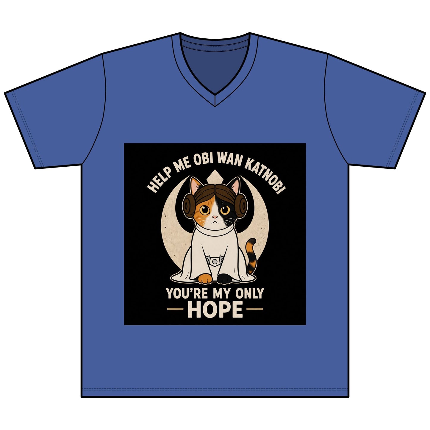 Help Me Obi Wan Katnobi Tee — You’re My Only Hope Cat V - Neck - FloofChonk