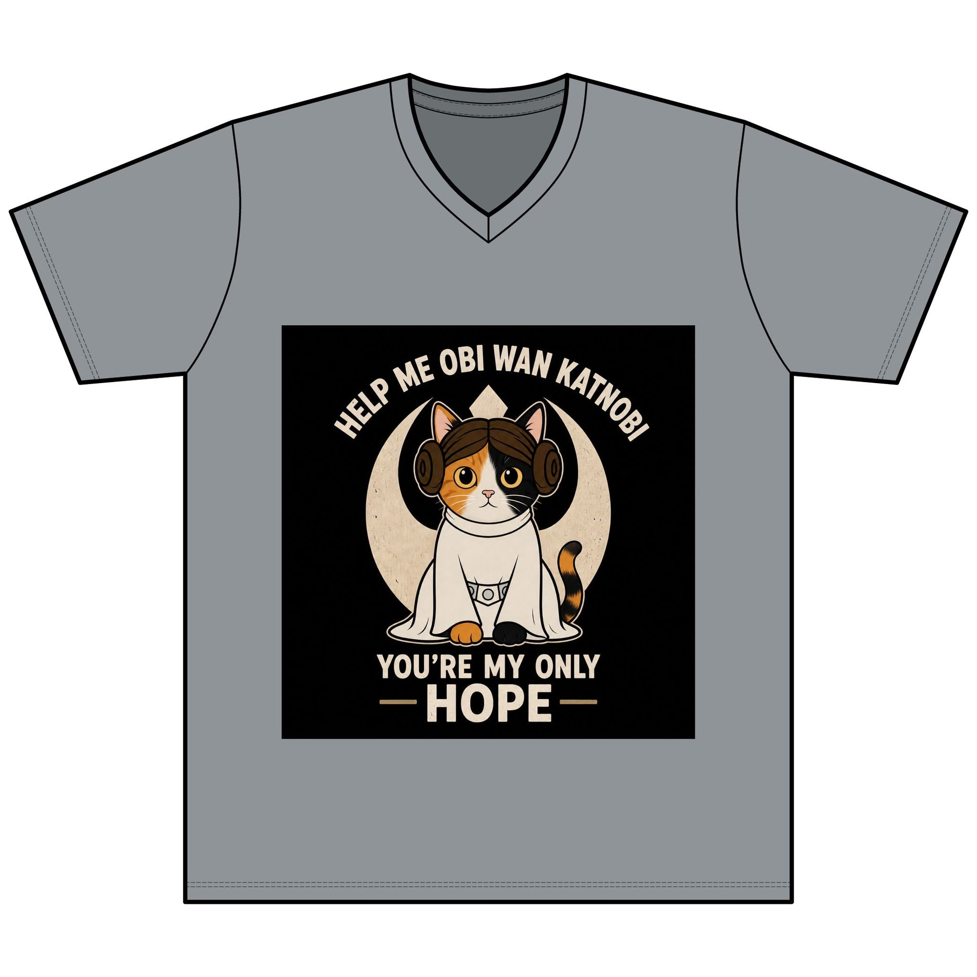 Help Me Obi Wan Katnobi Tee — You’re My Only Hope Cat V - Neck - FloofChonk