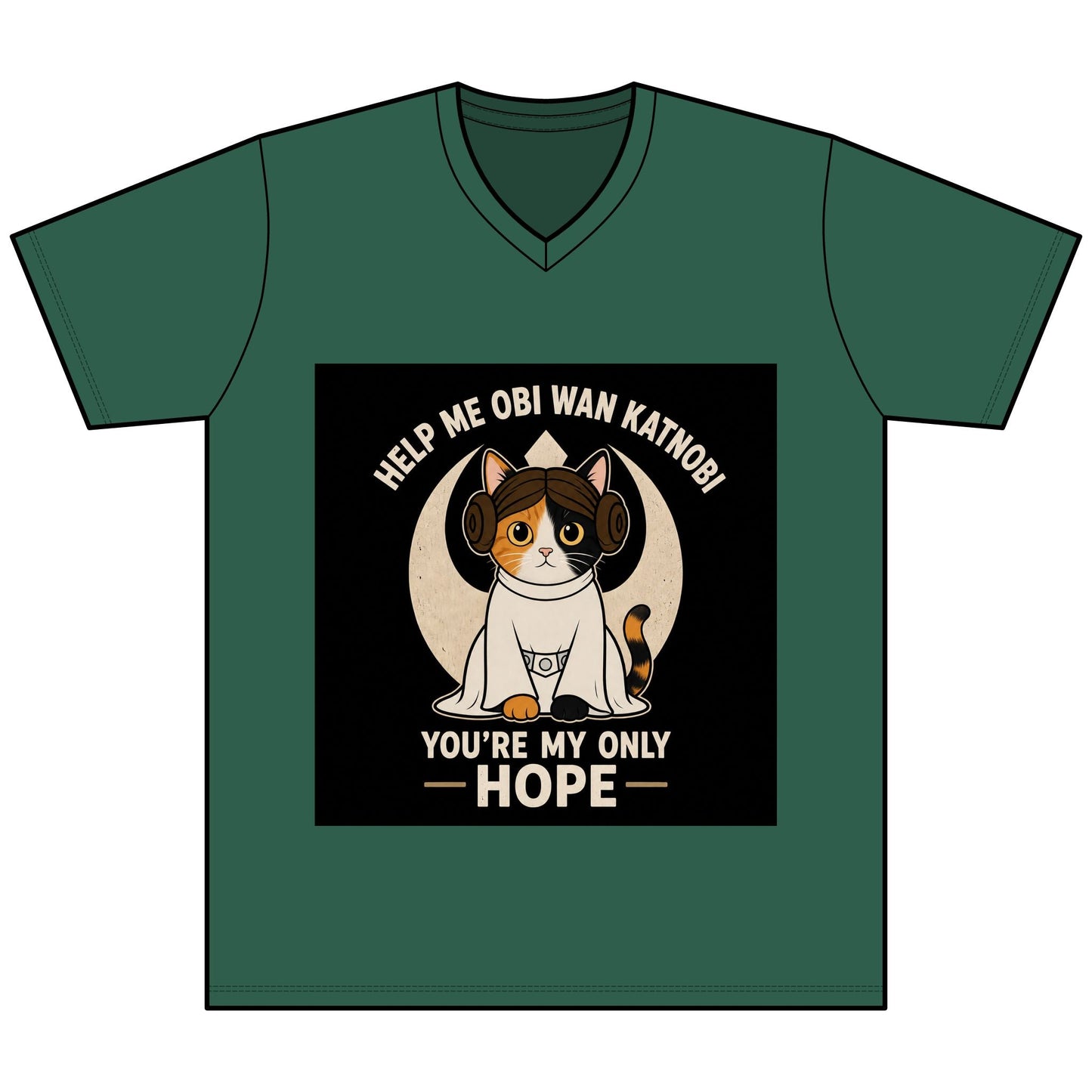 Help Me Obi Wan Katnobi Tee — You’re My Only Hope Cat V - Neck - FloofChonk