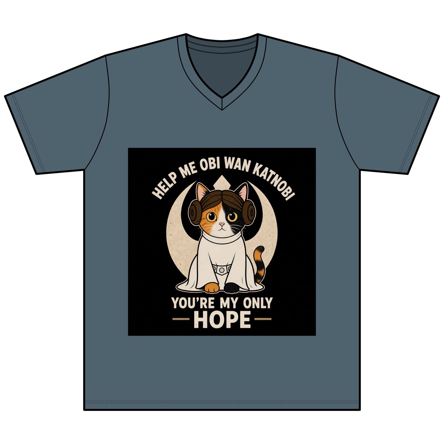 Help Me Obi Wan Katnobi Tee — You’re My Only Hope Cat V - Neck - FloofChonk
