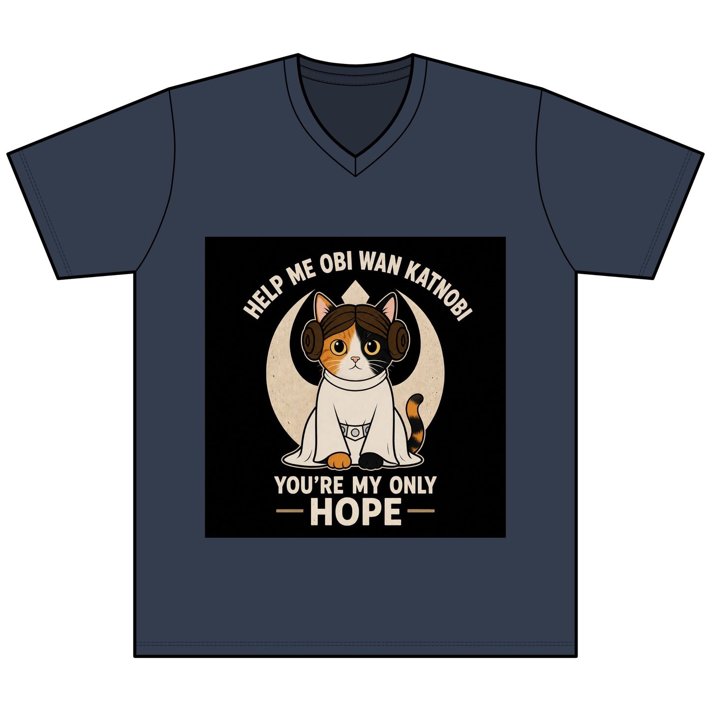 Help Me Obi Wan Katnobi Tee — You’re My Only Hope Cat V - Neck - FloofChonk