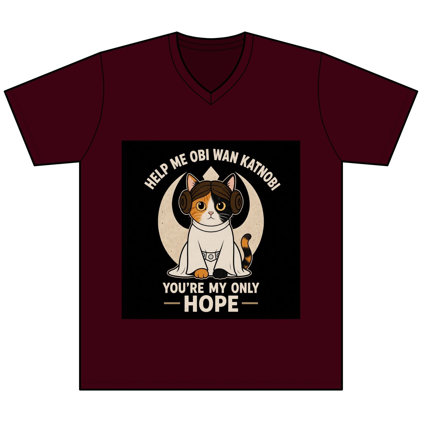 Help Me Obi Wan Katnobi Tee — You’re My Only Hope Cat V - Neck - FloofChonk