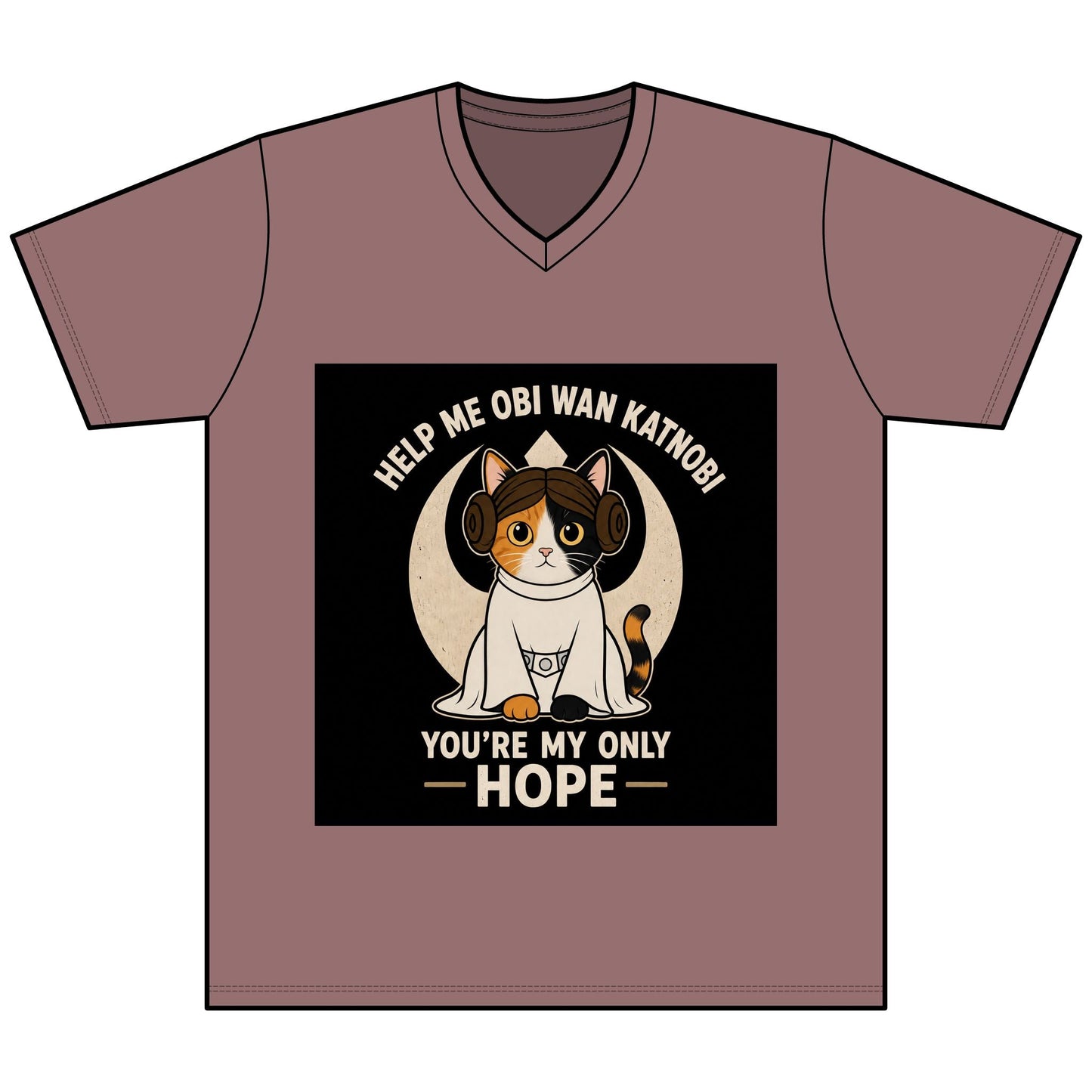 Help Me Obi Wan Katnobi Tee — You’re My Only Hope Cat V - Neck - FloofChonk