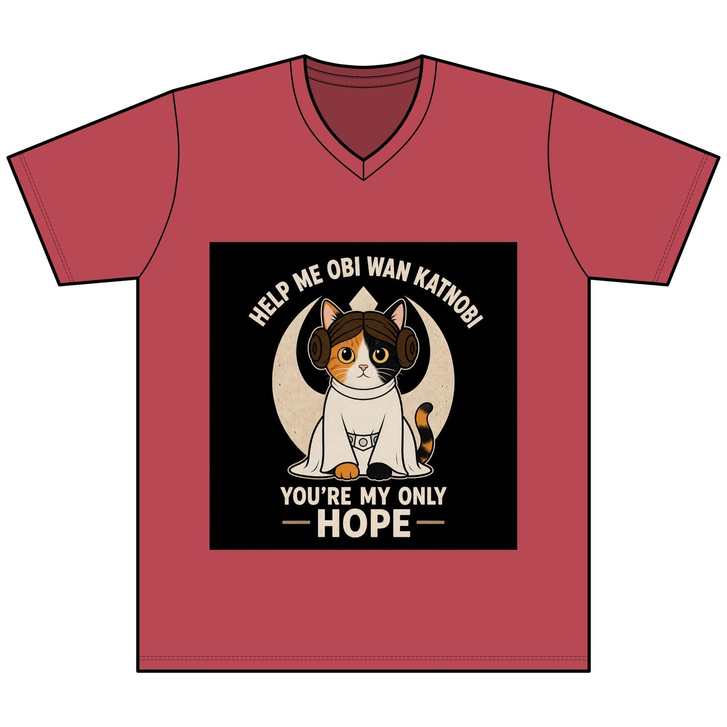 Help Me Obi Wan Katnobi Tee — You’re My Only Hope Cat V - Neck - FloofChonk