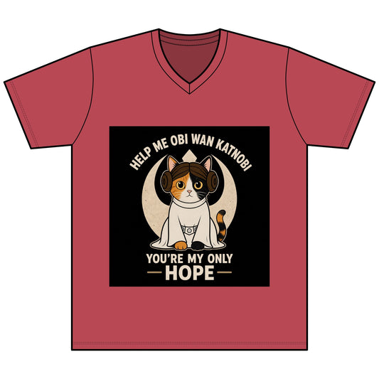 Help Me Obi Wan Katnobi Tee — You’re My Only Hope Cat V - Neck - FloofChonk