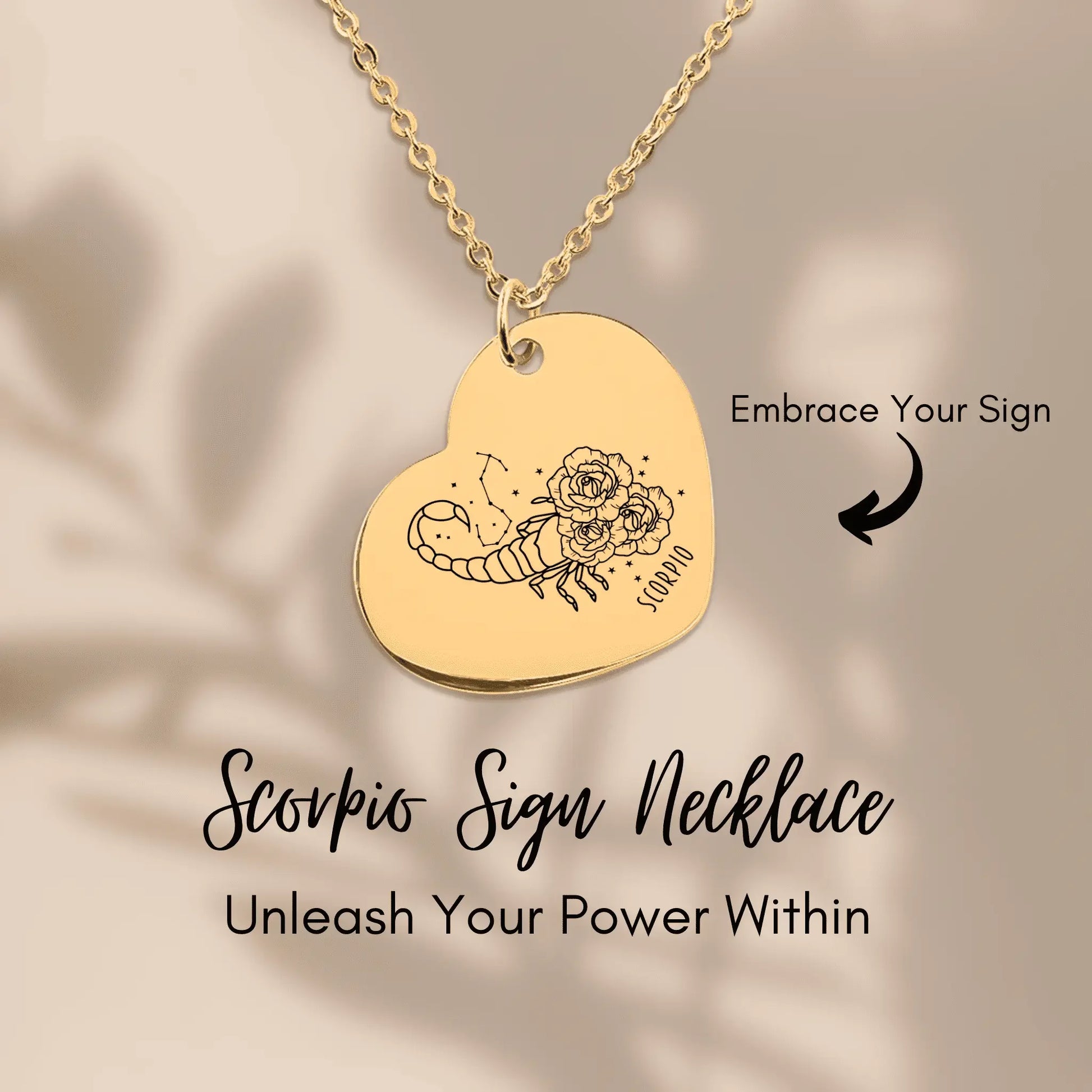 Scorpio Zodiac Sign Heart Necklace - FloofChonk