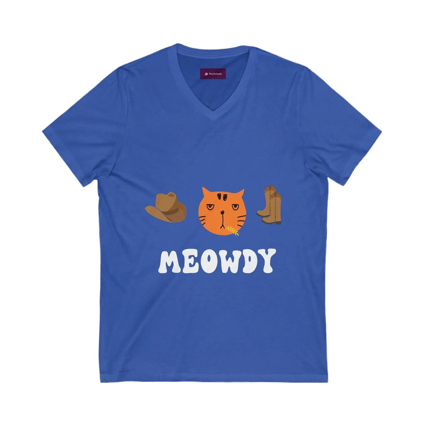 Howdy Cat V - Neck Tee, Cute Cat Graphic Tee - FloofChonk